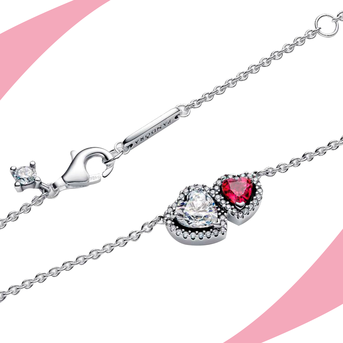 Collar Corazones Bicolor Brillantes