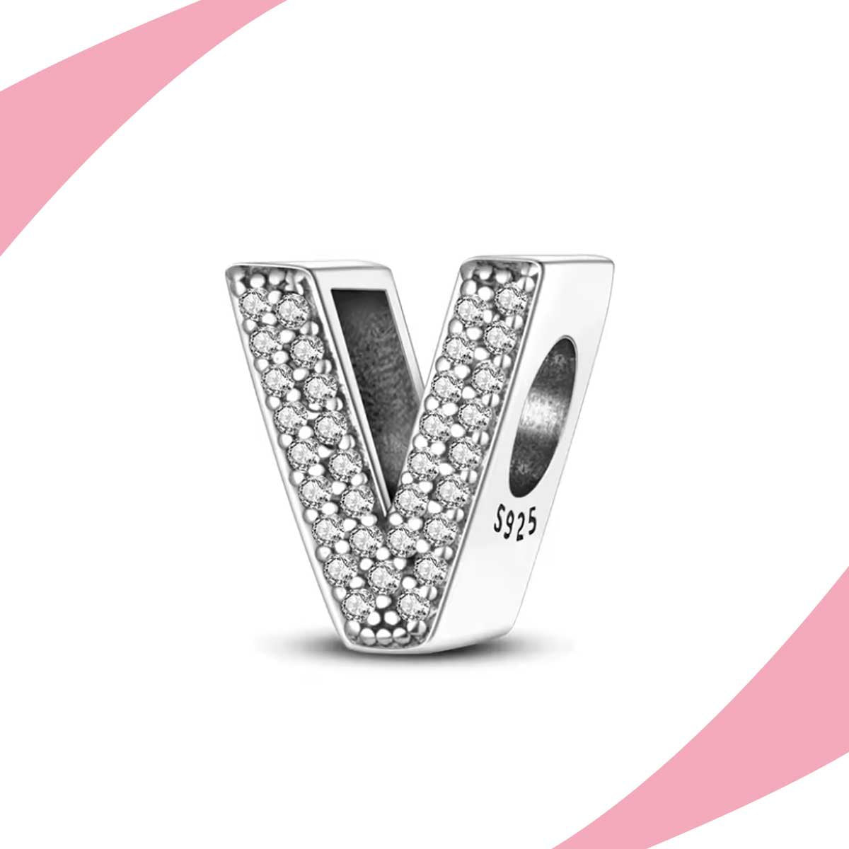 Charm Letra V Brillante