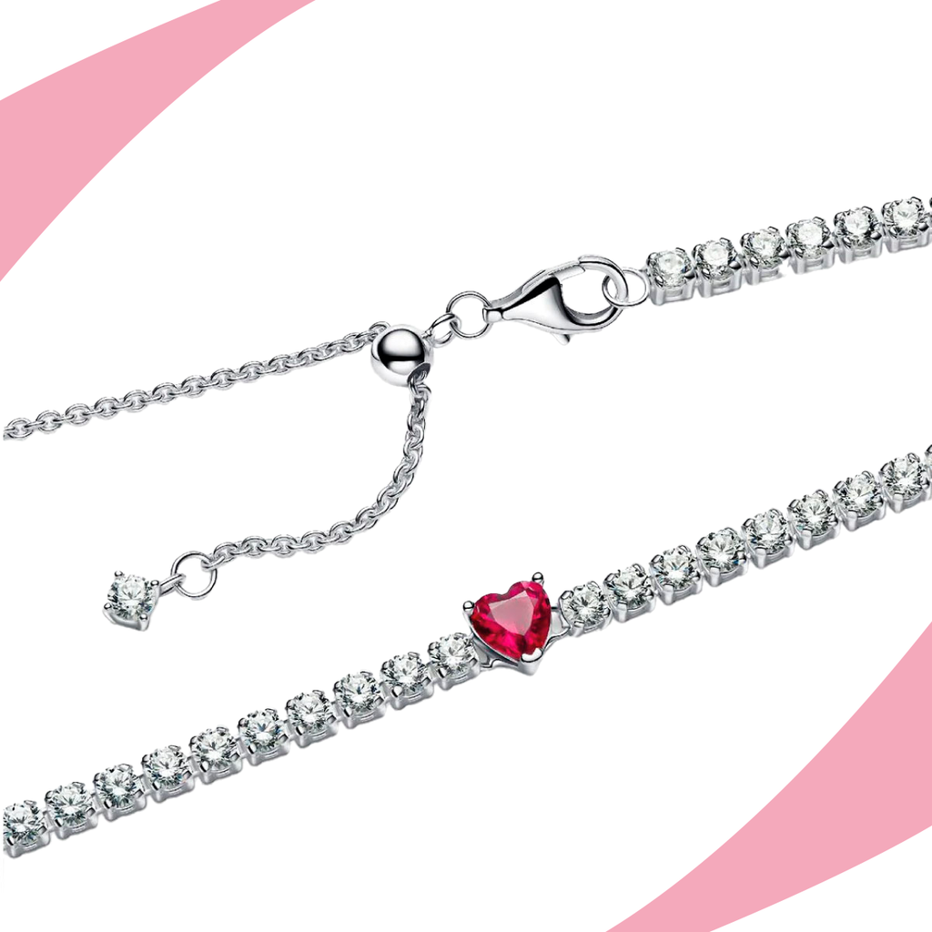 Collar Corazón Rojo con Brillantes