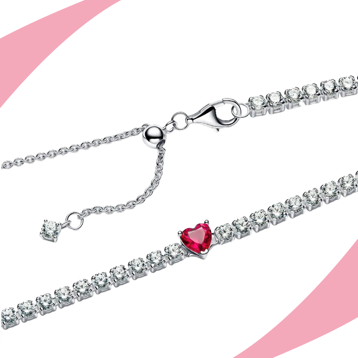 Collar Corazón Rojo con Brillantes