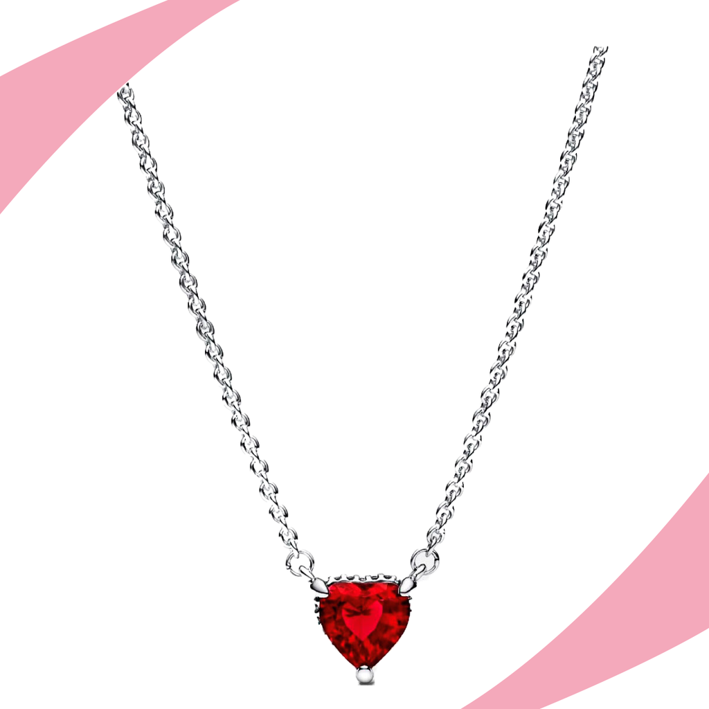 Collar Corazón Brillante Rojo