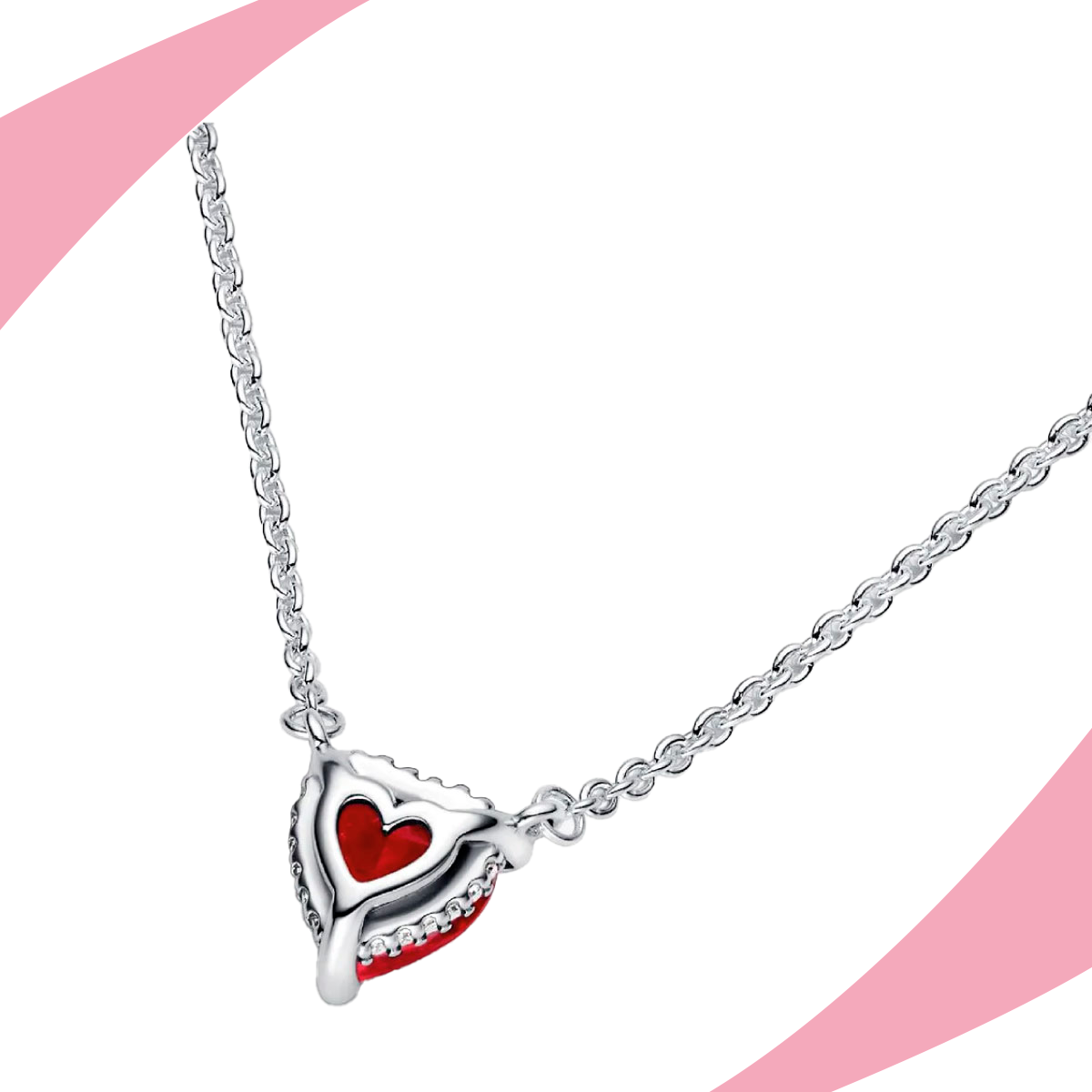 Collar Corazón Brillante Rojo