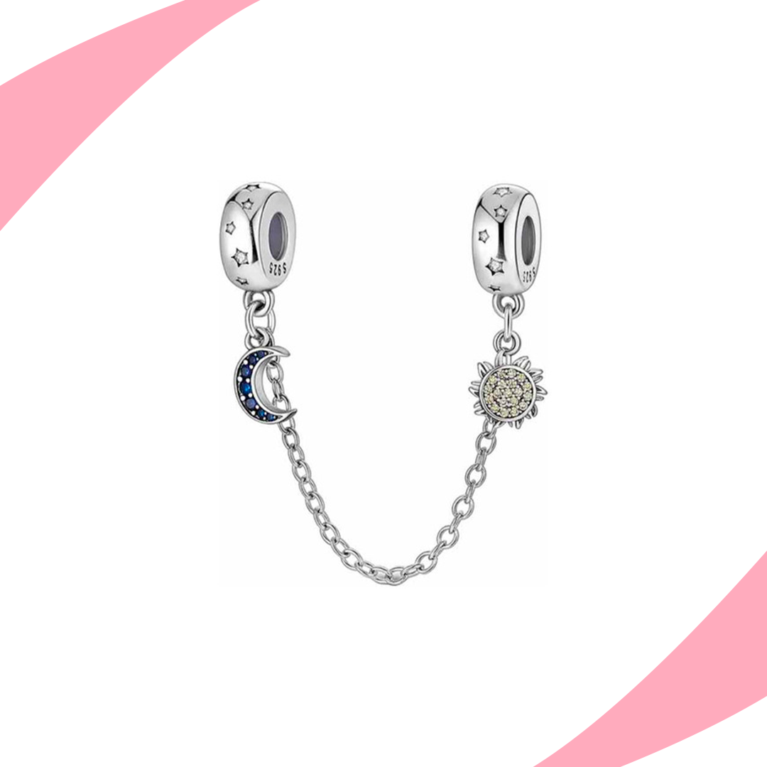 Charm Cadena de Seguridad Sol y Luna
