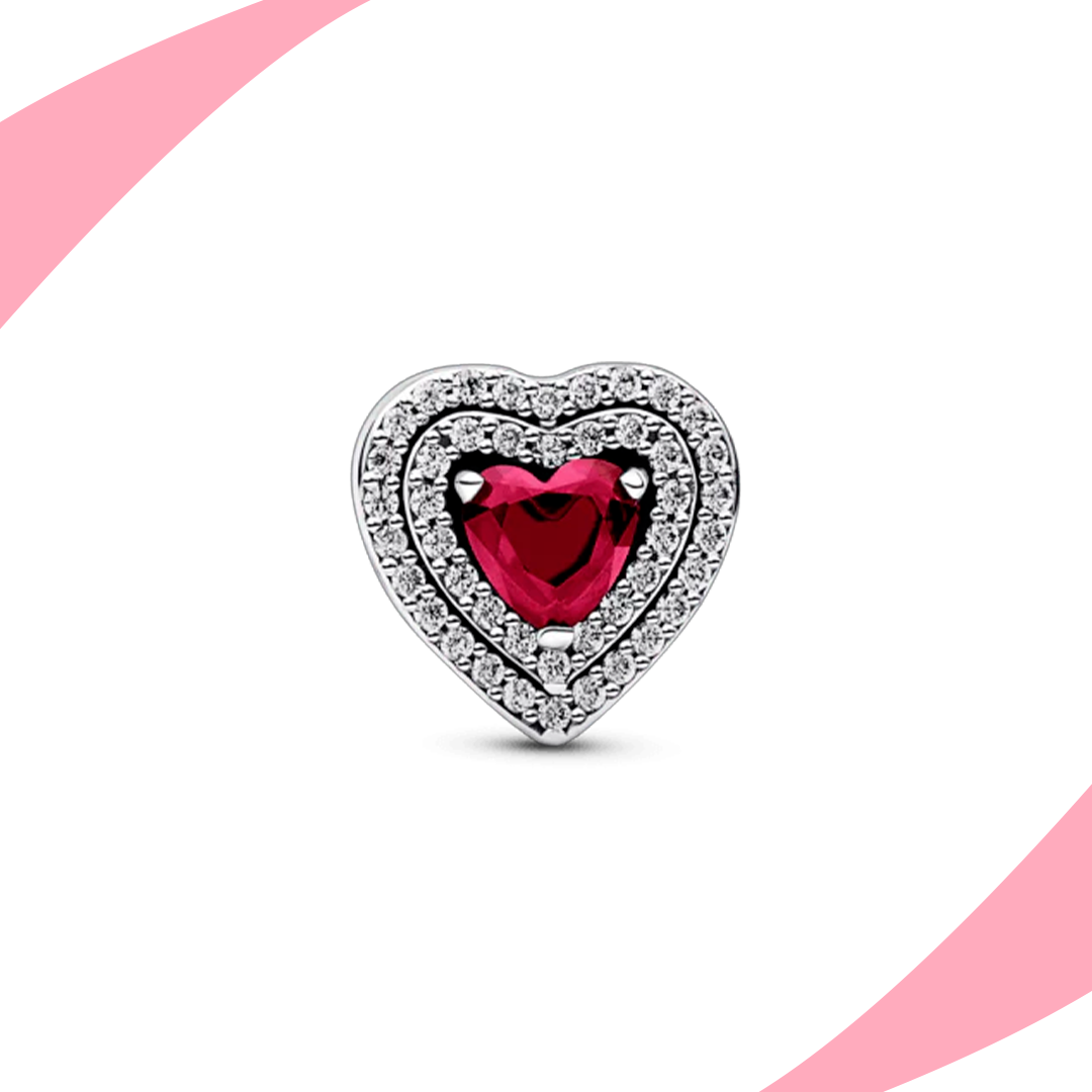 Charm Corazón Rubí en Relieve