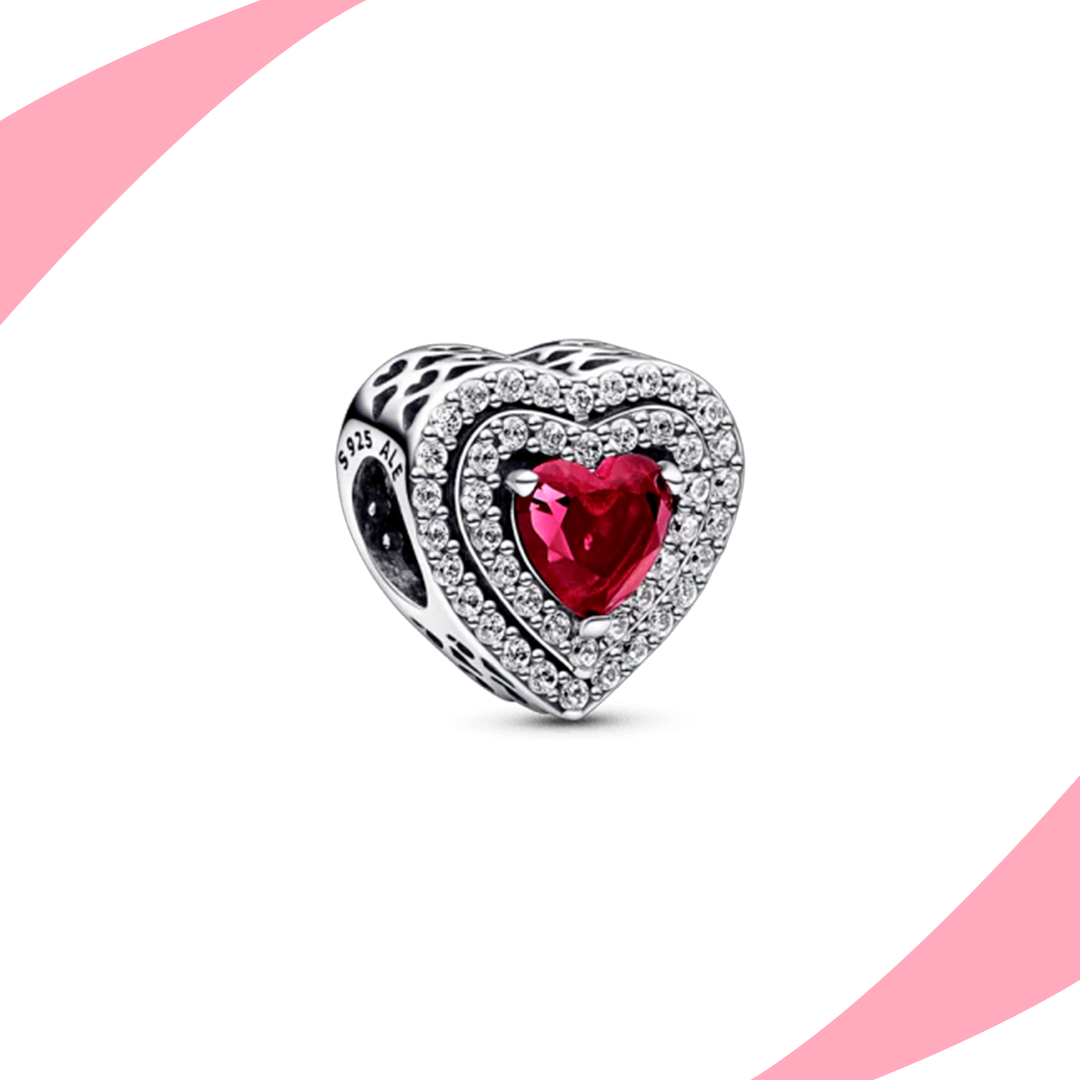 Charm Corazón Rubí en Relieve