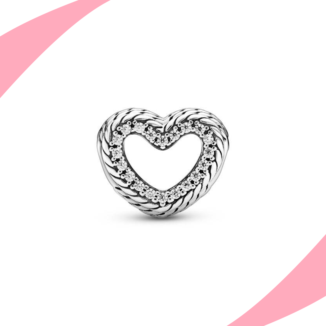 Charm Corazón Trenzado Brillante