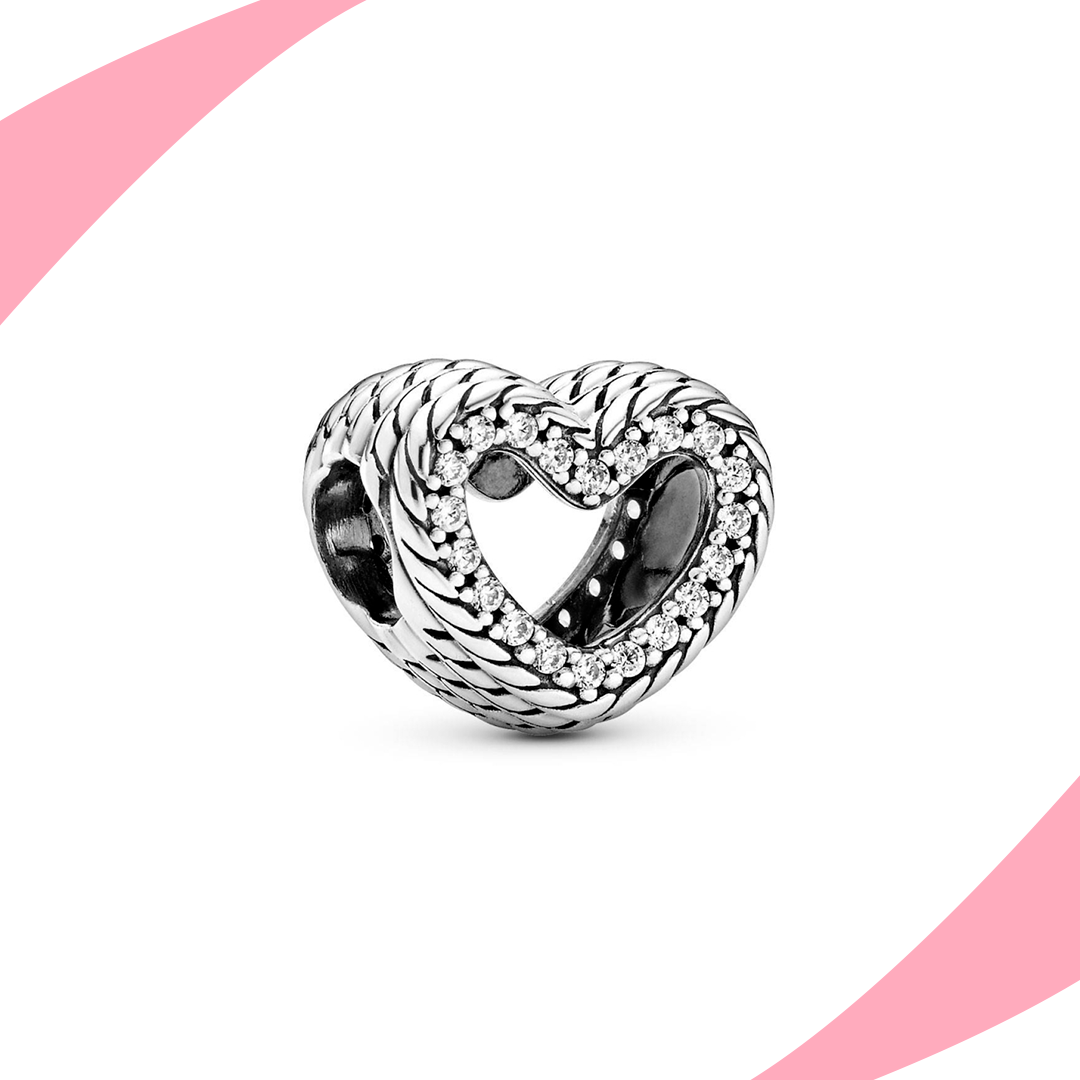 Charm Corazón Trenzado Brillante