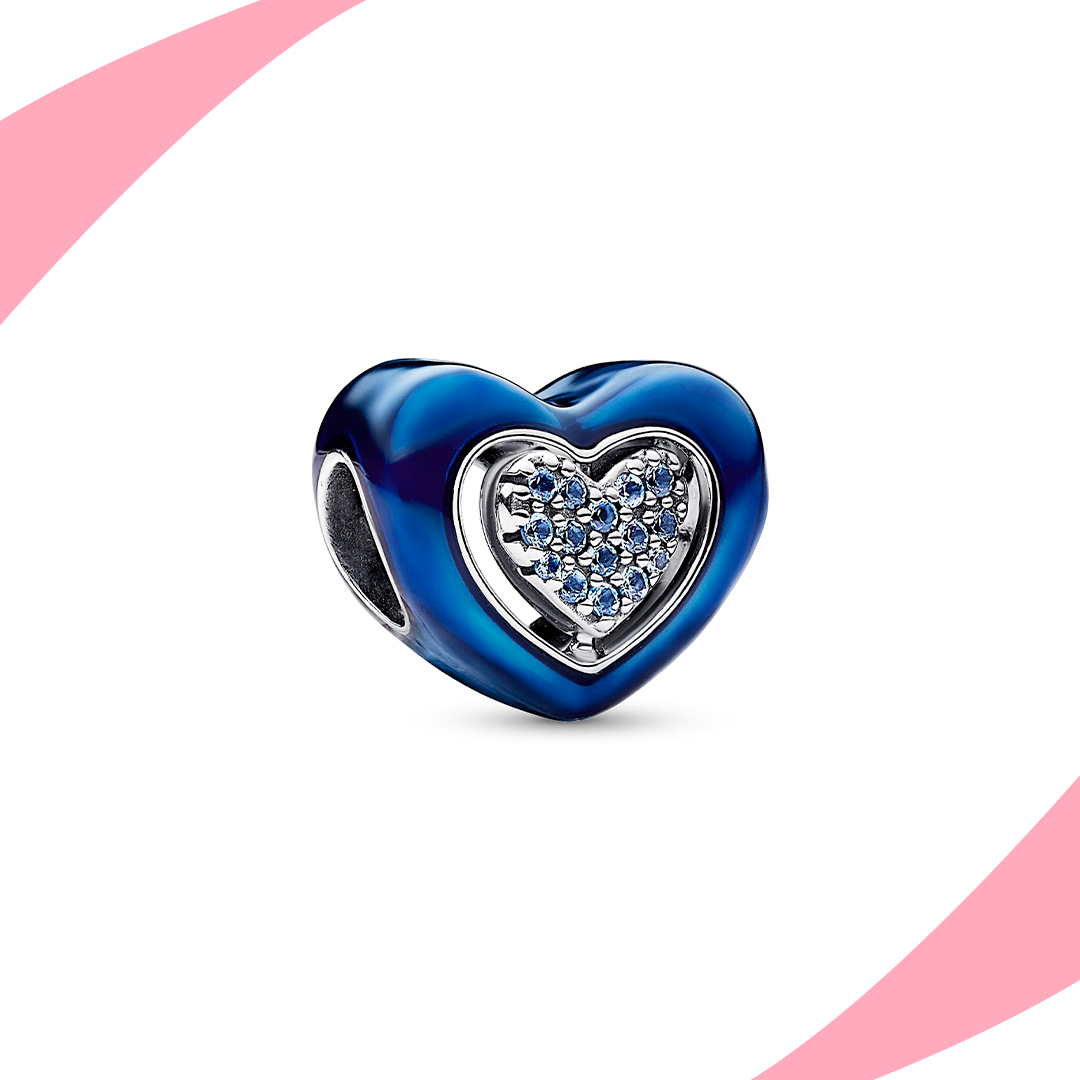 Charm Doble Corazón Azul