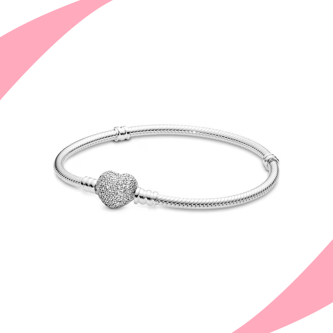 Pulsera Corazón Brillante y Cadena de Serpiente