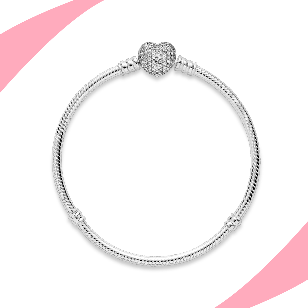 Pulsera Corazón Brillante y Cadena de Serpiente