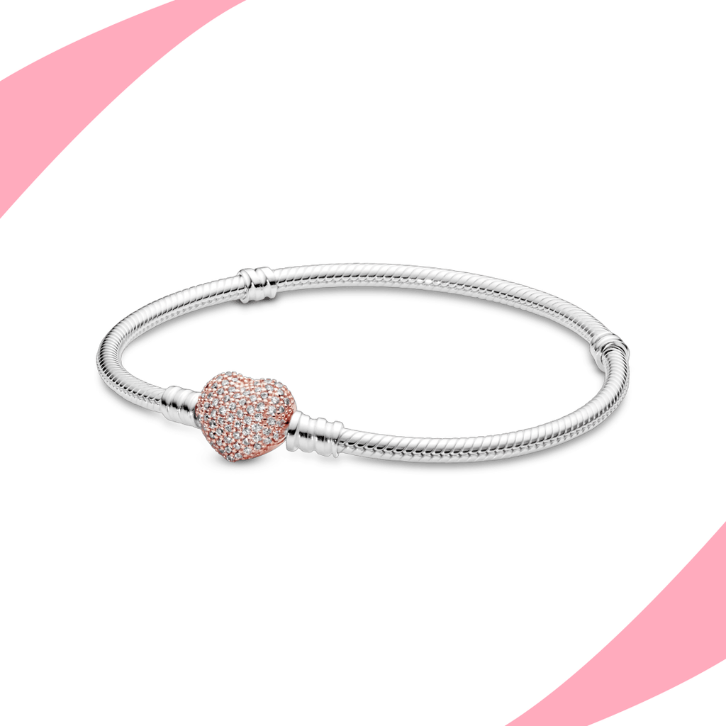 Pulsera Corazón Rosa Brillante