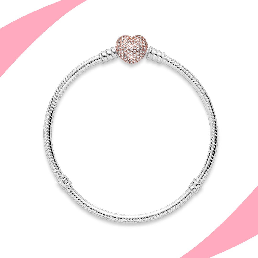 Pulsera Corazón Rosa Brillante
